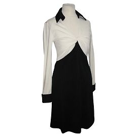 Diane Von Furstenberg Colorblock - Wollhemd mit Dreifach-Front Schwarz Weiß