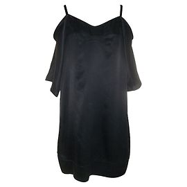 Vestito nero Costume National in cupro con lacci in seta Nero