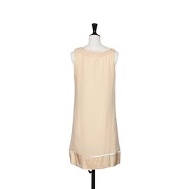Diane Von Furstenberg-Vestido de seda de Treasa-Dorado,Crema