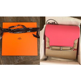 Hermès-Mini Roulis Rose Azalee Evercolor Palladium Hardware-Pink