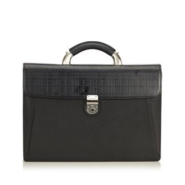 Burberry-Leather Business Bag-Black