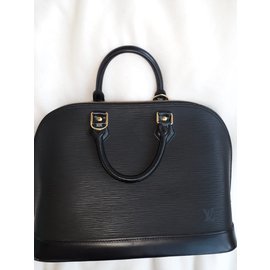 Louis Vuitton-"Alma'' handbag in black epi leather-Black