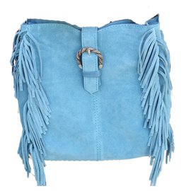 Maje-Shoulder bag in turquoise leather-Blue