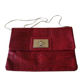La Bagagerie-Pouch the red luggage red leather reptile-Red