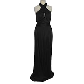 Halston Heritage-Twist neck evening gown-Black