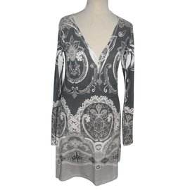 Windsor Kleid Grau mit Strass Blumen Grau Roh
