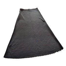 Yohji Yamamoto-Raw-Edge Wool  Maxi Skirt-Black,White