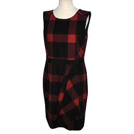Hobbs Tartan Wollkleid Schwarz Rot