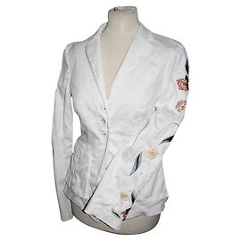 Blazer Diane Von Furstenberg blanco de algodón bordado Blanco