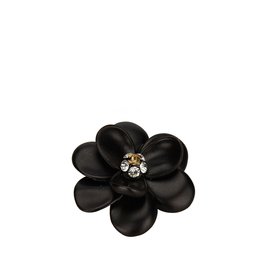 Chanel-Broche de flor de metal-Negro