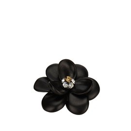 Chanel-Broche de flor de metal-Negro