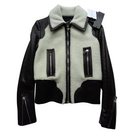 Barbara Bui leather Shearling Jacket Black
