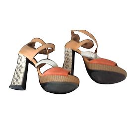 Barbara Bui orange leather sandals 12cm heel Orange