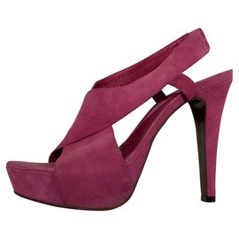 Diane Von Furstenberg-Zia suede heels-Pink