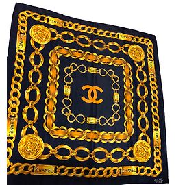 Chanel Lenços Dourado Azul marinho