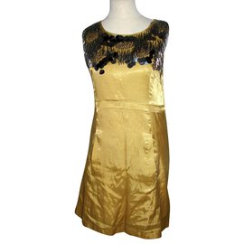 Theory-Silk dress-Golden