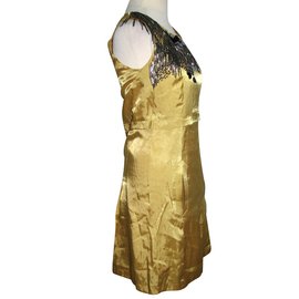 Theory-Vestido de seda-Dourado