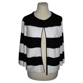 Hobbs-Cotton knit cardigan-Black,White