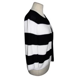 Hobbs-Cotton knit cardigan-Black,White