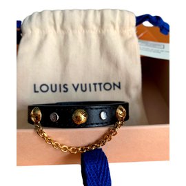 Louis Vuitton-Armband Modell Harajuku aus schwarzem Leder-Schwarz