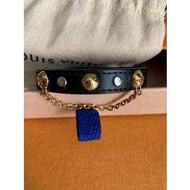 Louis Vuitton-Bracciale modello Harajuku in pelle nera-Nero