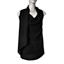 Max Mara Black Sleeveless Draped Top Black