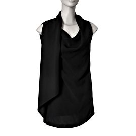 Max Mara Schwarzes Ärmelloses Drapierter Top Schwarz