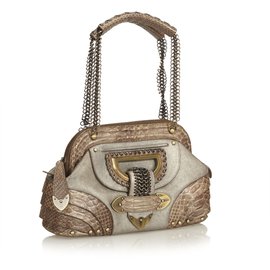 Dior-Python Shoulder Bag-Brown,Grey