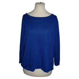 Autre Marque-Knit linen top-Blue