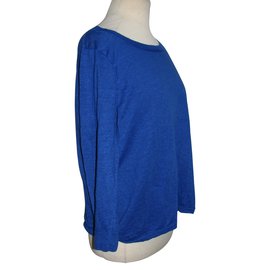 Autre Marque-Knit linen top-Blue