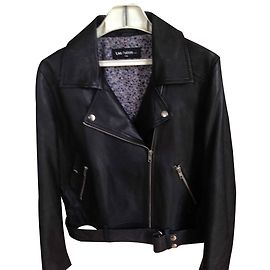 Les Petites Schwarze Biker Lederjacke Schwarz