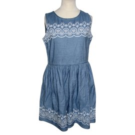 Jack Wills-Embroidered denim dress-Blue