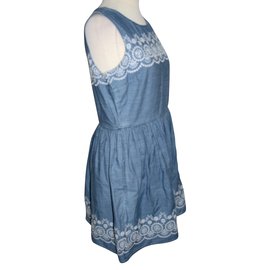 Jack Wills-Embroidered denim dress-Blue