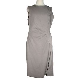 Escada Sleeveless Ruffle Wool Blend Dress Grey Grey