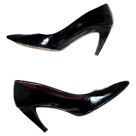 Miu Miu Patent Leather Slash Heel Pumps Black Black
