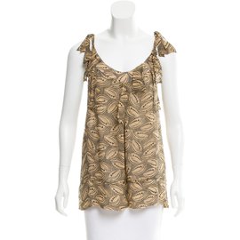 Diane Von Furstenberg-DvF Tiaroal silk top-Brown,Caramel