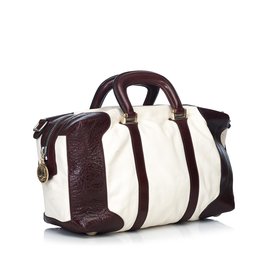 Fendi-Leather Travel Bag-Brown,White,Dark brown