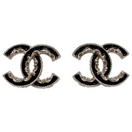 Chanel-GRANDE ESMALTE PRETO CC-Dourado