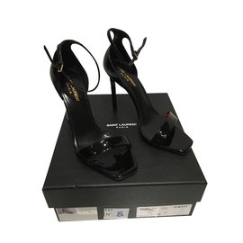 Saint Laurent-Black patent sandals-Black