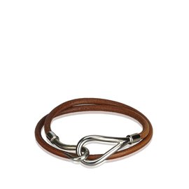 Hermès-Jumbo Hook Double Tour Bracelet-Brown,Silvery