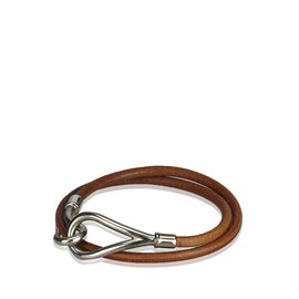 Hermès-Jumbo Hook Double Tour Bracelet-Brown,Silvery