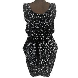 Vestido fluido com padrão preto e branco Gerard Darel Preto Branco