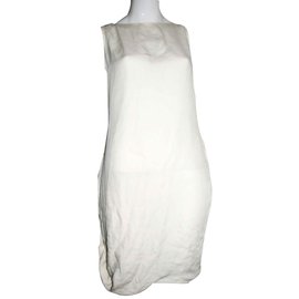 Halston Heritage-Vestido drapeado de seda-Crema