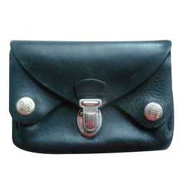 Autre Marque-Black leather Groom purse-Black