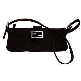 Fendi Bolsa de ombro clássica Baguette Nylon & Leather Preto