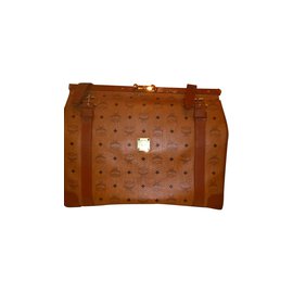 MCM Leather Travel Bag Light Brown Light brown