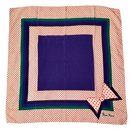 Lenço Nina Ricci de seda com padrão de bolinhas 81 cm Branco Vermelho Verde Azul escuro