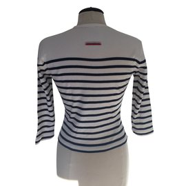Jean Paul Gaultier-T-shirt marinière-Bianco,Blu navy