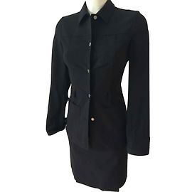 Conjunto de Saia Prada Preto Poliéster Elastano Preto