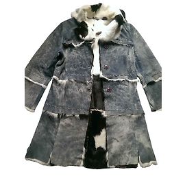 Autre Marque Casaco Manifique de pele e efeito jeans azul cinza Azul Cinza